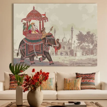 Indian Ethnic Traditional Wall Art Large Size Canvas Painting For Home and Hotels Wall Decoration