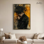 Golden SilenceMystic Black Hair Burst canvas Art