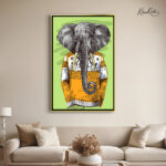 Orange Jumper Elephant canvas Art
