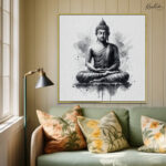 Zen Ink Meditation Canvas Wall art - Image 2