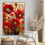 Crimson Gold Canvas Wall Art