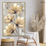 Pale Ochre Bloom Canvas Wall Art