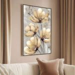 Pale Ochre Bloom Canvas Wall Art - Image 2