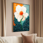 Teal and Orange Blossom Canvas Wall Art - Image 2