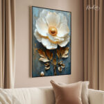 Teal and Gold Peony Canvas Wall Art - Image 2