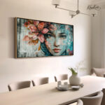 Crimson Weave Canvas Wall Art - Image 2