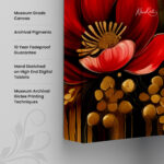 Crimson Gold Canvas Wall Art - Image 3