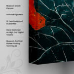 Teal and Orange Blossom Canvas Wall Art - Image 3