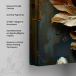 Teal and Gold Peony Canvas Wall Art - Image 3