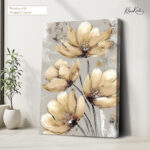 Pale Ochre Bloom Canvas Wall Art - Image 4
