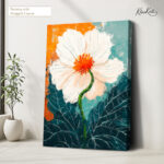 Teal and Orange Blossom Canvas Wall Art - Image 4