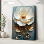 Teal and Gold Peony Canvas Wall Art - Image 4