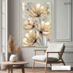 Pale Ochre Bloom Canvas Wall Art - Image 5