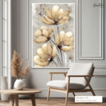 Pale Ochre Bloom Canvas Wall Art - Image 6