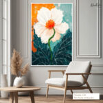 Teal and Orange Blossom Canvas Wall Art - Image 6