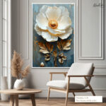 Teal and Gold Peony Canvas Wall Art - Image 6