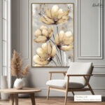 Pale Ochre Bloom Canvas Wall Art - Image 9