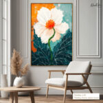 Teal and Orange Blossom Canvas Wall Art - Image 9