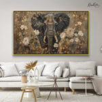 Elephant in Golden Floral Splendor Canvas art
