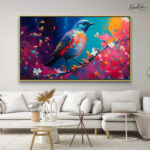 Colorful Songbird on Branch Canvas art