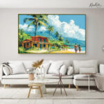 Coastal Village Stroll Canvas art