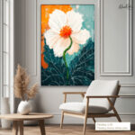 Teal and Orange Blossom Canvas Wall Art - Image 10