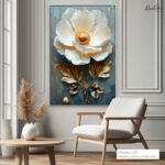 Teal and Gold Peony Canvas Wall Art - Image 10
