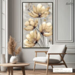 Pale Ochre Bloom Canvas Wall Art - Image 11