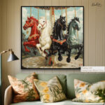 Painted Carousel Horses Canvas art - Image 11