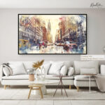 Manhattan Watercolor Rush Canvas art - Image 11