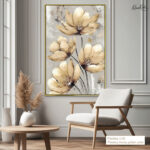 Pale Ochre Bloom Canvas Wall Art - Image 12