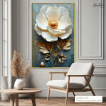Teal and Gold Peony Canvas Wall Art - Image 12