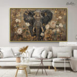 Elephant in Golden Floral Splendor Canvas art - Image 12