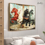 Painted Carousel Horses Canvas art - Image 2