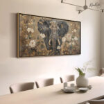 Elephant in Golden Floral Splendor Canvas art - Image 2