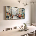 Lisbon Trolley Rain Canvas art - Image 2