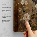 Elephant in Golden Floral Splendor Canvas art - Image 3