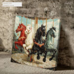 Painted Carousel Horses Canvas art - Image 4