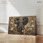 Elephant in Golden Floral Splendor Canvas art - Image 4