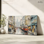 Lisbon Trolley Rain Canvas art - Image 4