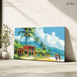 Coastal Village Stroll Canvas art - Image 4