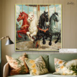 Painted Carousel Horses Canvas art - Image 5