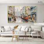 Lisbon Trolley Rain Canvas art - Image 5