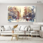 Manhattan Watercolor Rush Canvas art - Image 6