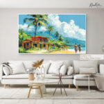 Coastal Village Stroll Canvas art - Image 6