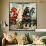 Painted Carousel Horses Canvas art - Image 7