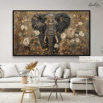 Elephant in Golden Floral Splendor Canvas art - Image 7