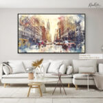 Manhattan Watercolor Rush Canvas art - Image 7