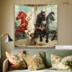 Painted Carousel Horses Canvas art - Image 8