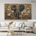 Elephant in Golden Floral Splendor Canvas art - Image 8